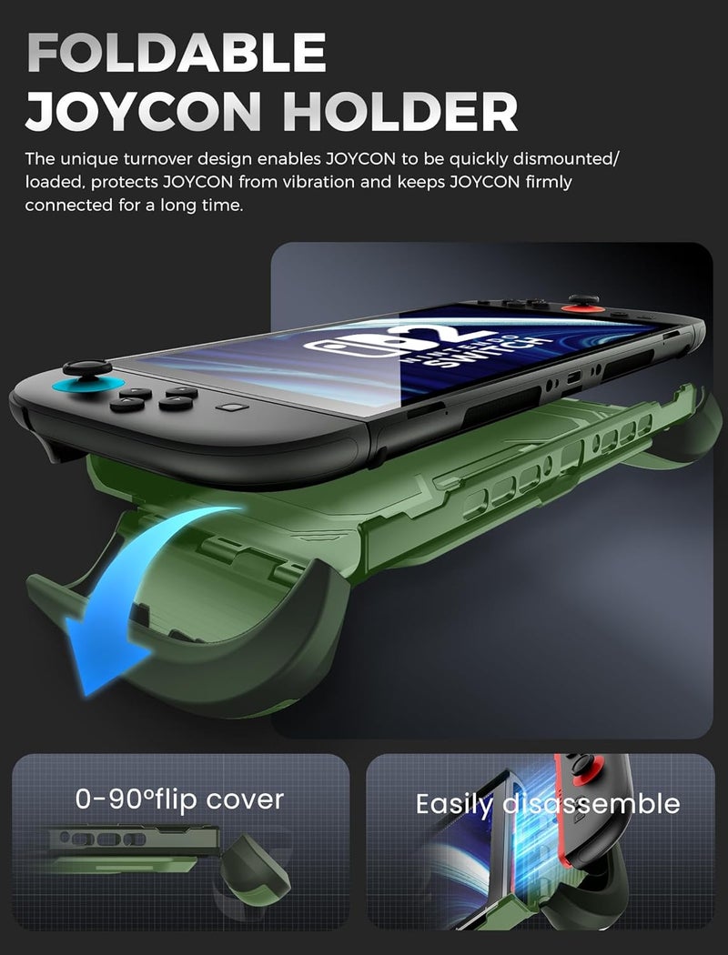 Mumba Dockable for Nintendo Switch 2 Case with Flip Stand, [Titan] Ergonomic Switch 2 Grip Protective Cover Holds 5 Game Cards & 2 TF Cards TPU Accessories and Quick-Release Joy-Con Design (Urban) - Image 4